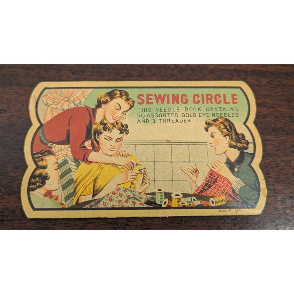Vintage Sewing Circle Needle Book 70 Gold Eye Needles Japan Mid Century Art